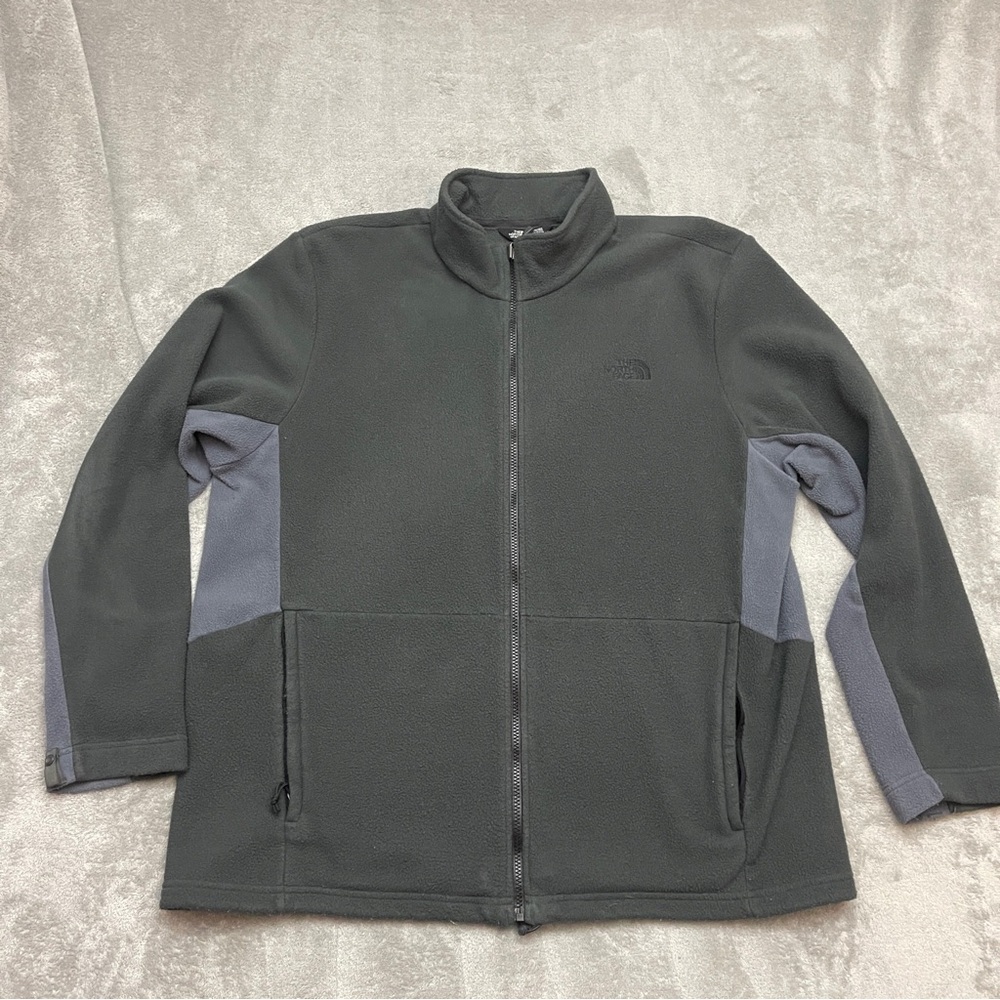The North Face Fleece Jacket Gray Full Zip Mock Neck Outdoors Men Size 2XL